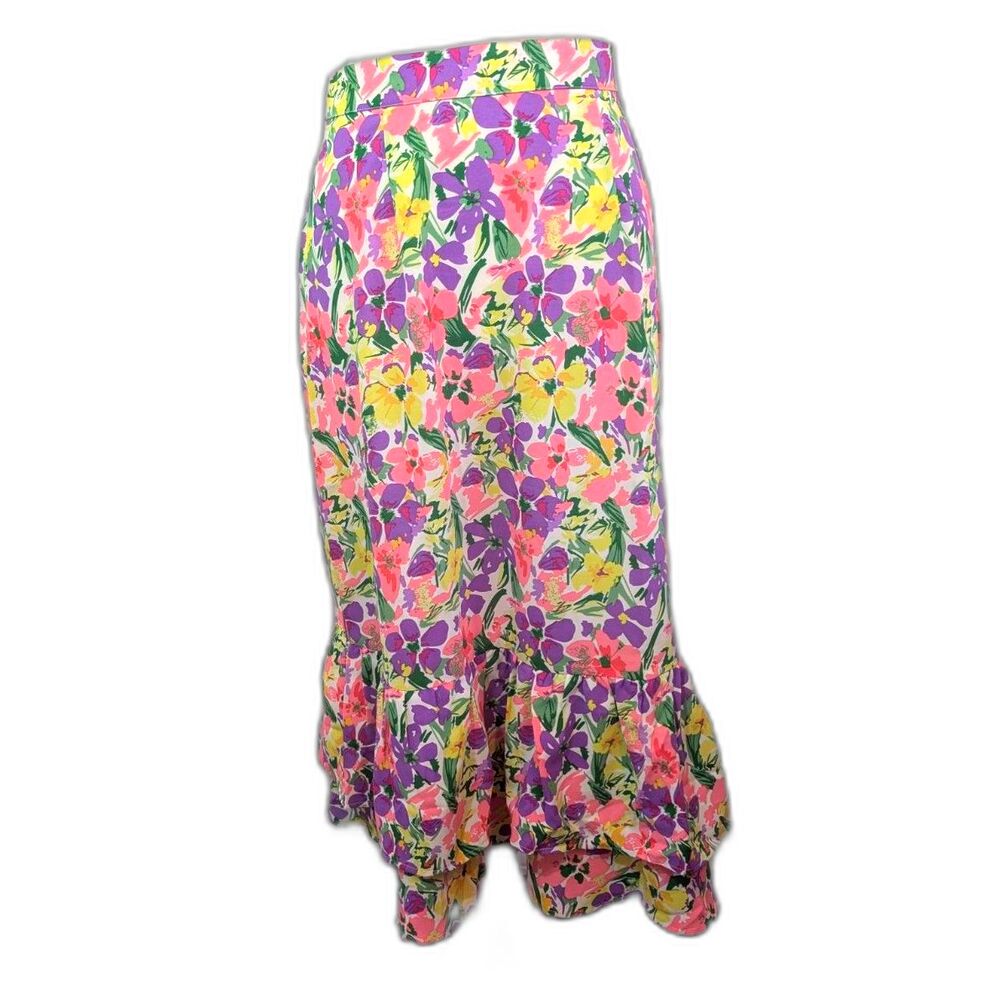 Women's Flowy Midi Floral Printed Skirt -Allegra K- Size S - Picture 4 of 9